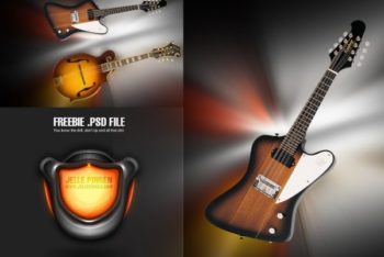 Free Cool Electric Guitar Design Mockup in PSD