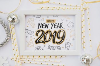 Free New Year Frame Design Mockup in PSD