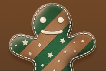 Free Cute Gingerbread Man Illustration Mockup in PSD