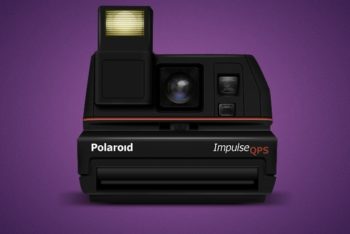 Free Old Polaroid Impulse Camera Mockup in PSD