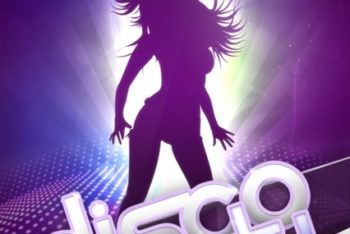 Free Disco Party Poster Design Mockup in PSD