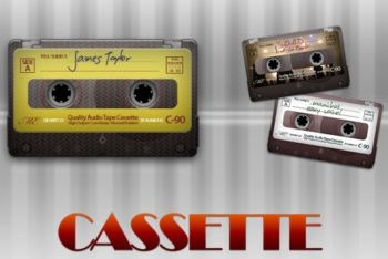 Free Old Vintage Cassette Tapes Mockup in PSD