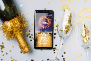 Free New Year Celebration Plus Smartphone Mockup