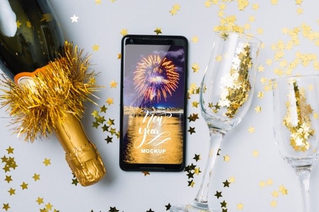 New Year Celebration Plus Smartphone