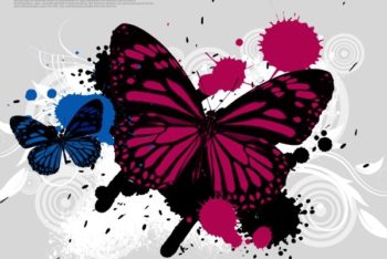 Free Colorful Butterfly Art Mockup in PSD