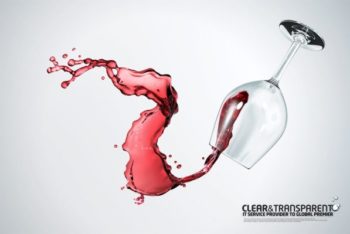 Free Spilled Red Wine Plus Glass Mockup in PSD
