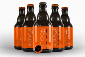 Customizable Beer Bottle Design PSD Mockup