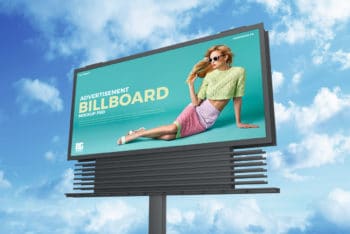 Free Sky Advertisement Billboard PSD Mockup Download