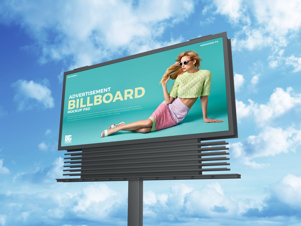 Sky Advertisement Billboard PSD Mockup