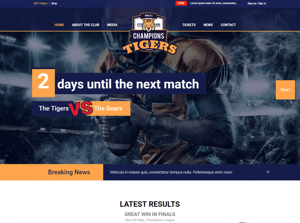 Sports Events Website