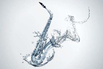 Free Saxophone Plus Water Effect Mockup in PSD