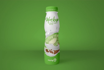 Yogurt Bottle PSD Mockup for Showcasing Bottle Packaging Design
