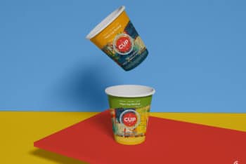 Colorful Paper Cup PSD Mockup for Free