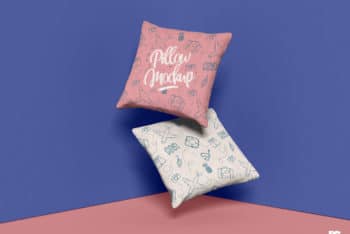 Free Square Pillow Set PSD Mockup for Showcasing Creative Pillow Textile Designs