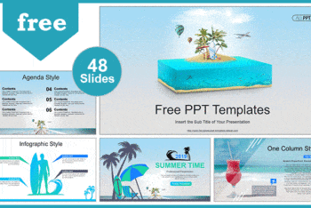 Free Travel Plus Vacation Theme Powerpoint Template