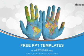 Free Painted World Map Hands Powerpoint Template