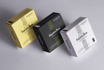Square Boxes Set PSD Mockup for Displaying Any of Your Packaging Designs