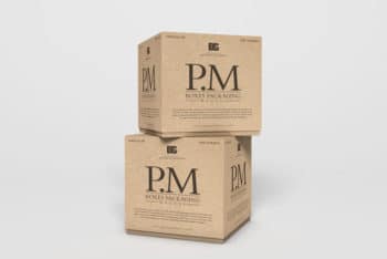 Craft Box Packaging PSD Mockup for Creating Realistic Presentation of Packaging Boxes Designs 