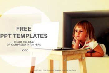 Free Laptop Plus Little Girl Powerpoint Template