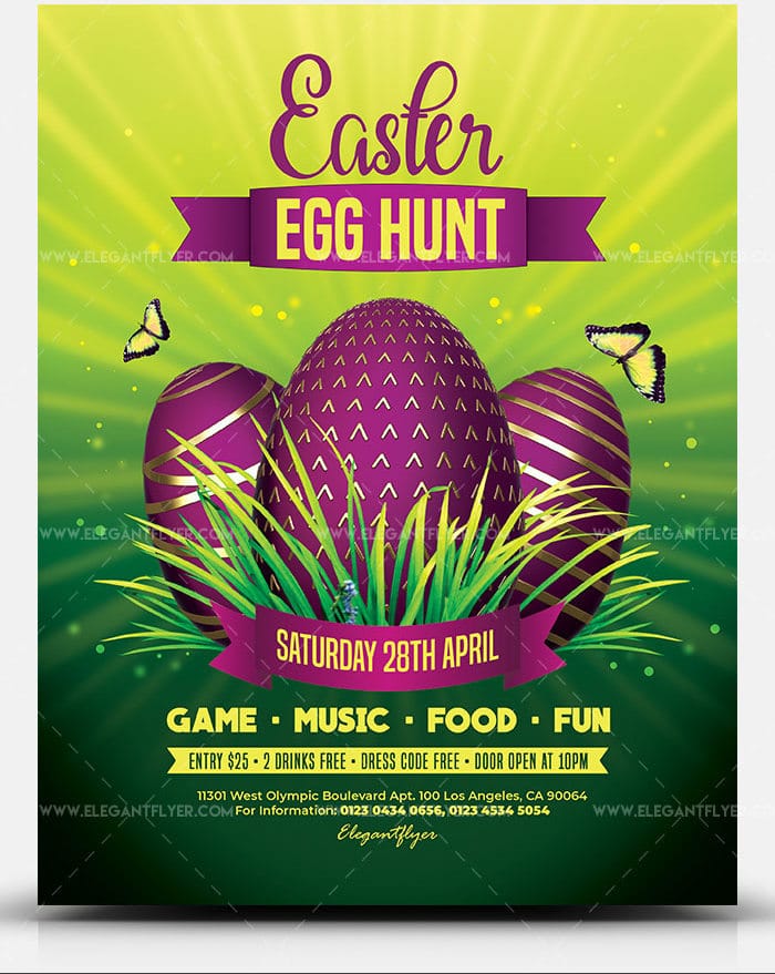 Free Easter Egg Hunt Promotional Flyer PSD Mockup - DesignHooks