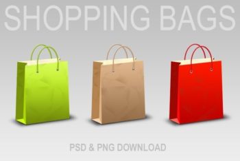 Customizable Shopping Bag Collection PSD Mockup for Free
