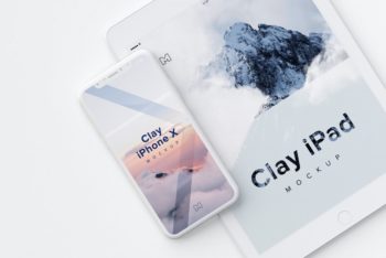 Download iPhone X and iPad PSD Mockup with Clay Effect