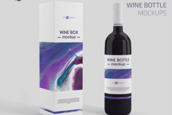 Wine Bottle Box Packaging PSD Mockup for Free
