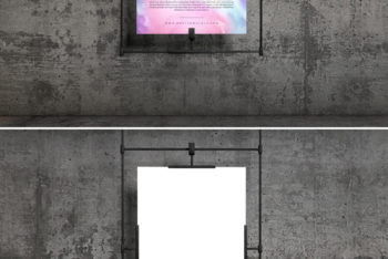 Download Concrete Wall Hanging Poster PSD Mockup