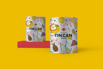 Free Tin Can PSD Mockup for Customized Packaging Designs