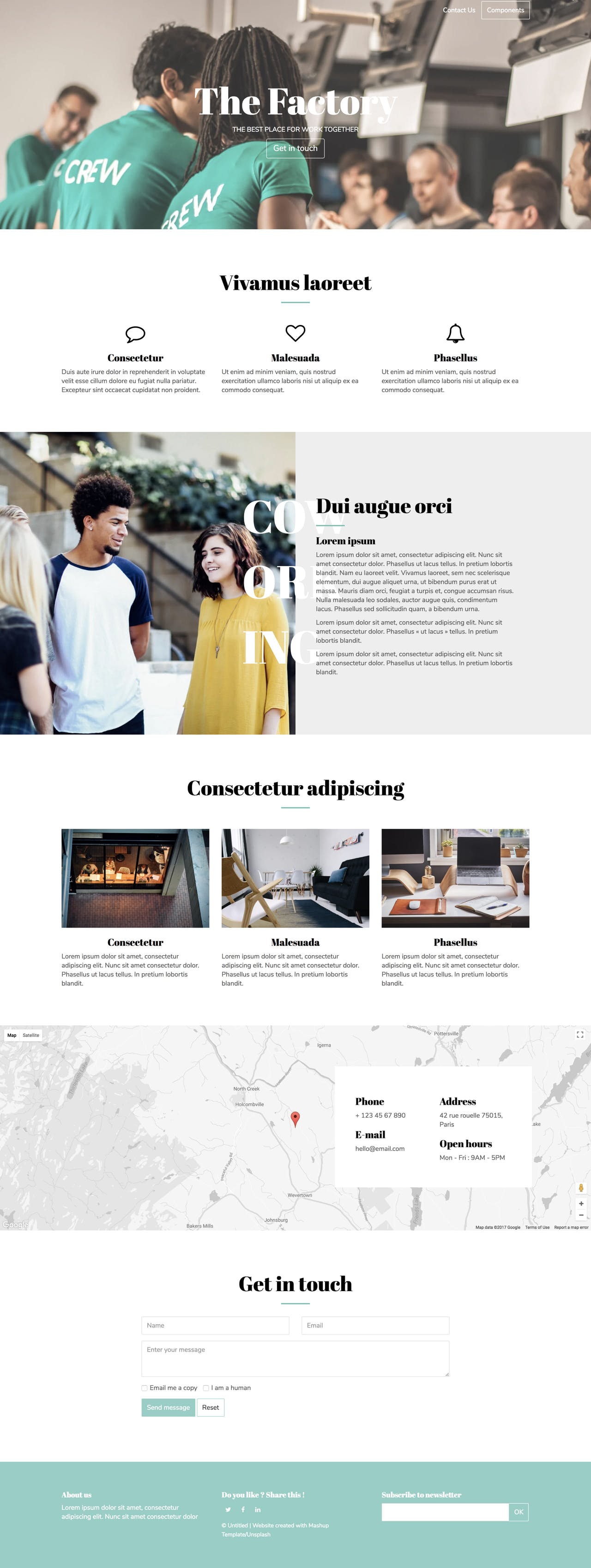 Factory - coworking landing page HTML template