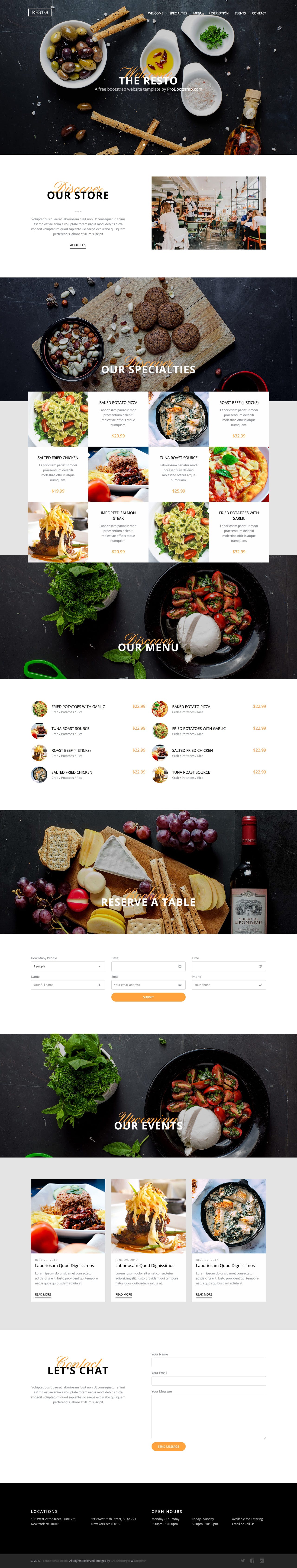 Resto - One Page Restaurant HTML template