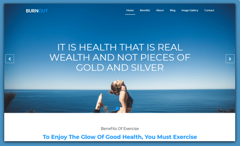 Burnout - free fitness website template