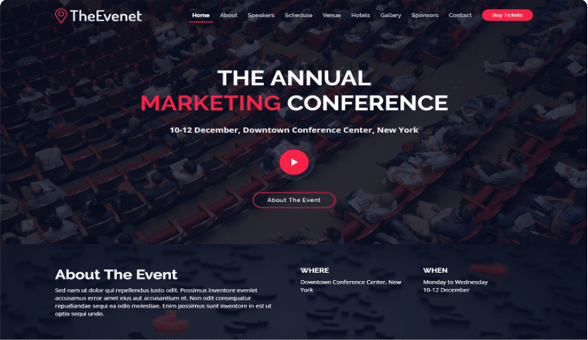 TheEvent - free event website template