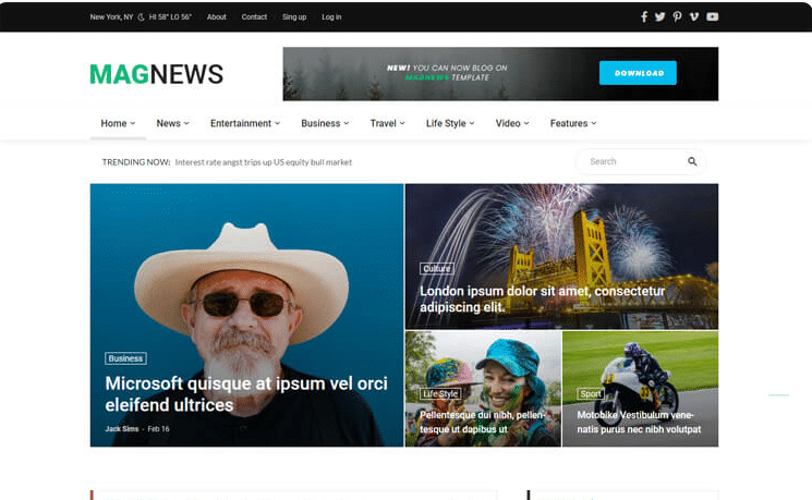 Magnews2 free news website template