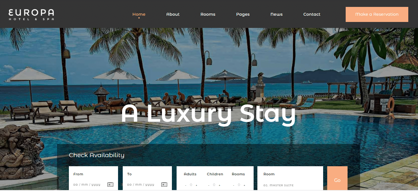 Europa - accommodation website HTML template