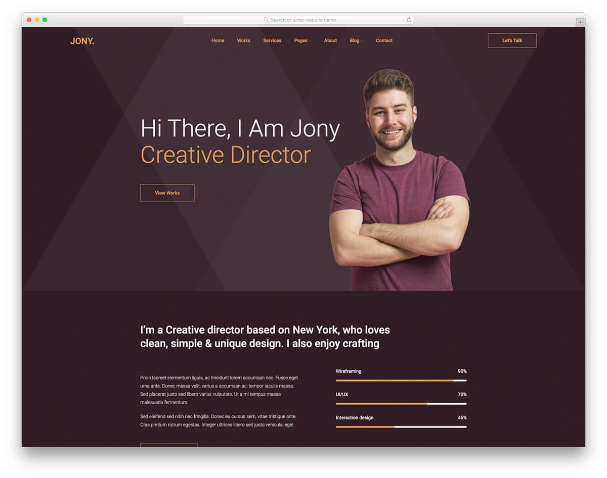 Jony - Persoanal Website HTML Template