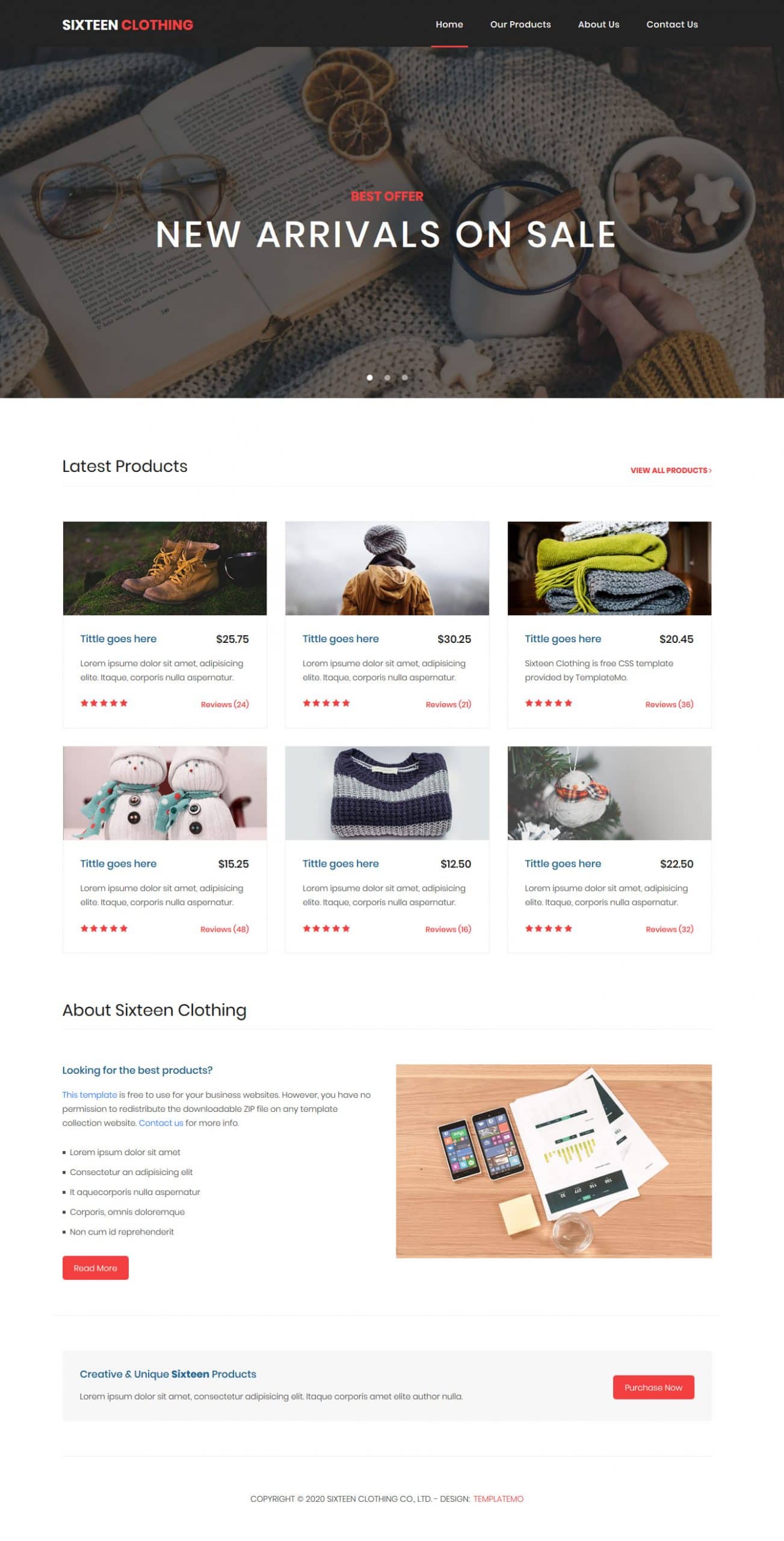 Sixteen Clothing - eCommercer website HTML template