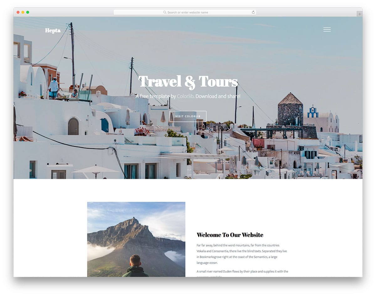 Hepta - travel business HTML template
