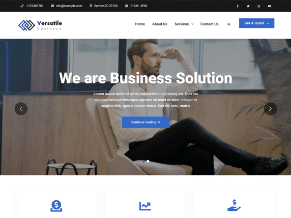 Versatile Business - light business WordPress theme