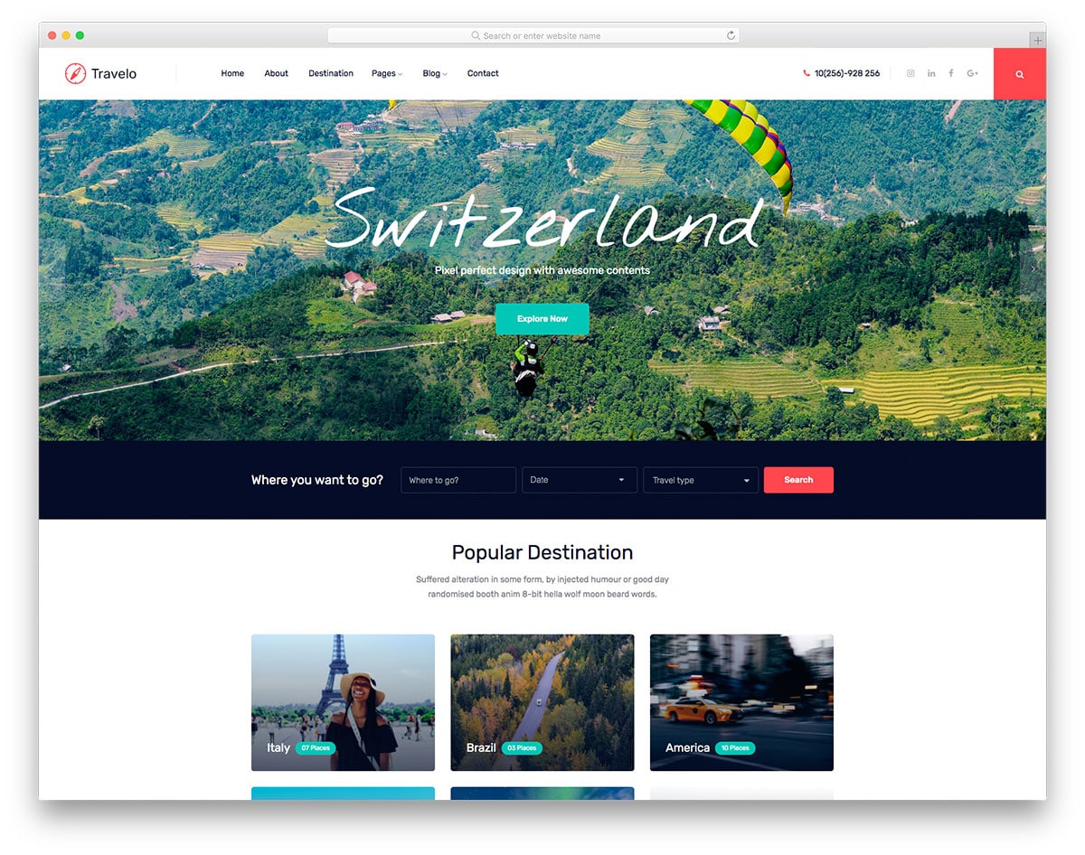 Travelo - travel agency website HTML template