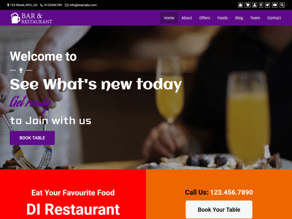Cafe Restaurant - free WordPress theme