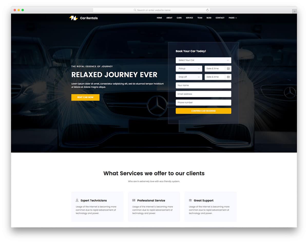 CarRentals - car/taxi rental website HTML template