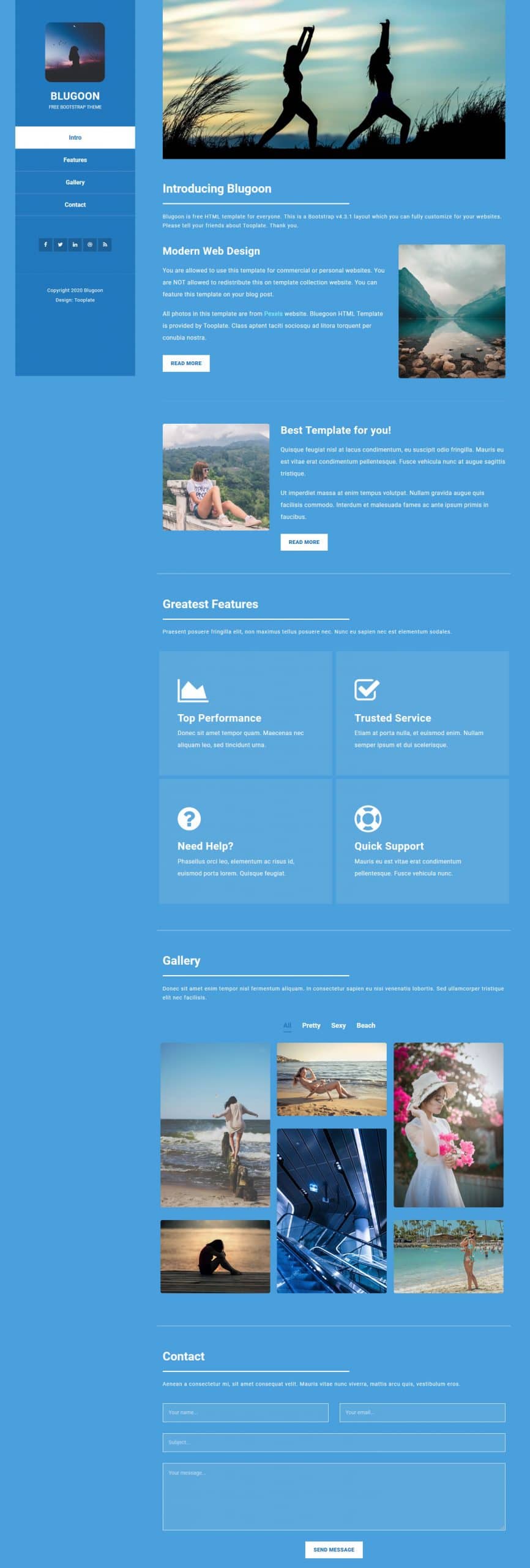 Blugoon - one-page layout HTML template