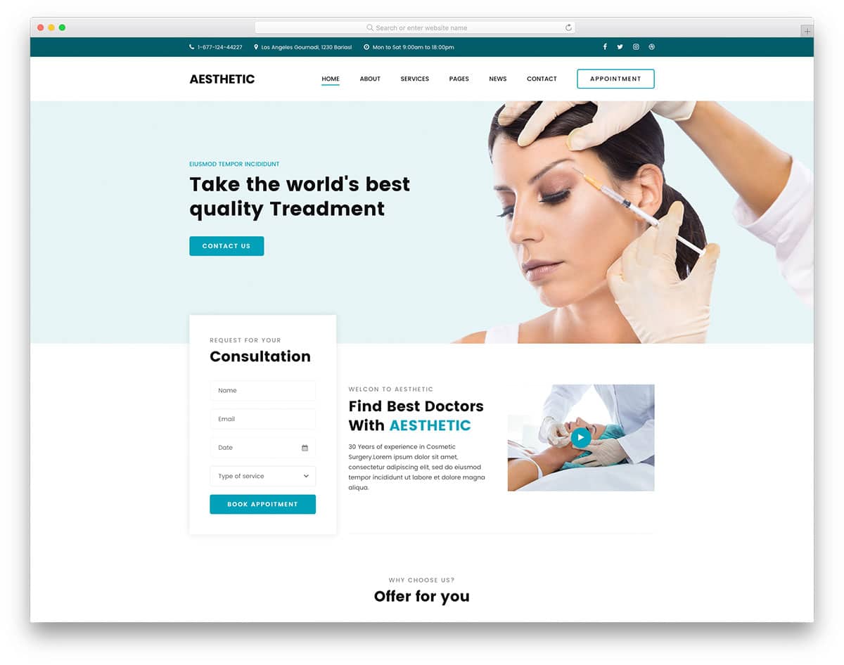 Aesthetic - free cosmetic surgery website HTML template