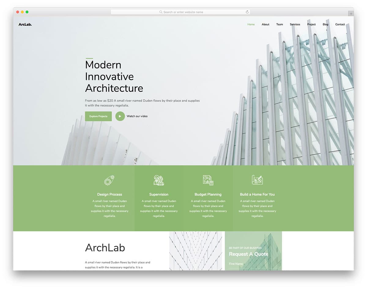 Archlab - architecture website template