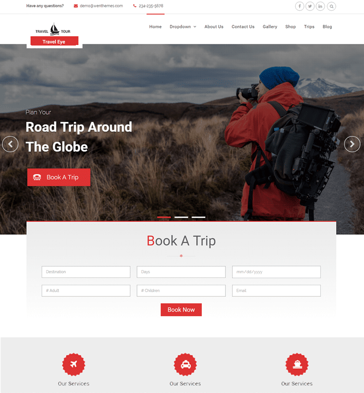 Travel Eye - travel website WordPress theme
