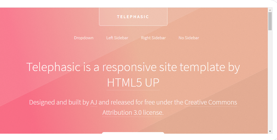 Telephasic - lightweight HTML template