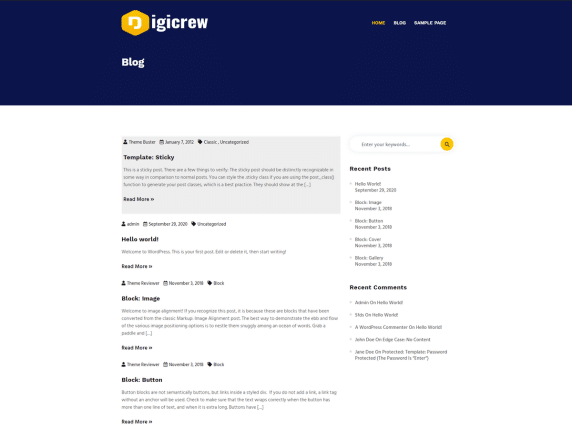 Digicrew - Clean WordPress Theme